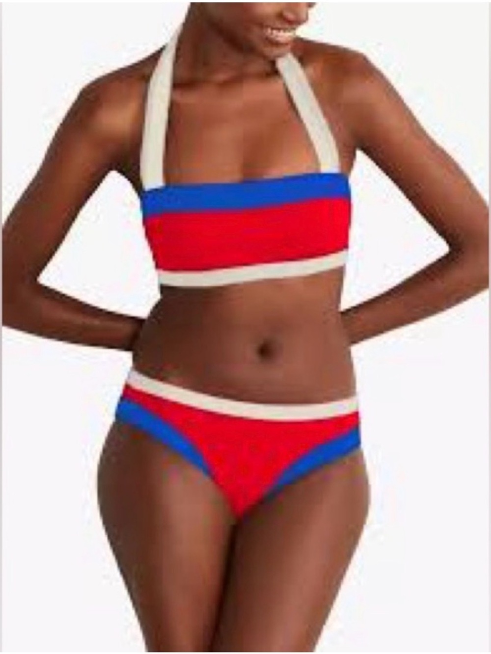 NWT! Boden Red and Blue Colorblock SANTORINI Bikini bottom